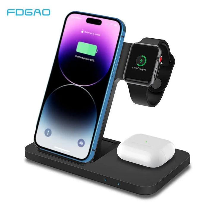 FDGAO 20W Qi Wireless Charger for iPhone 14 13 12 11 Pro Max X 8 Fast Charging Dock Station For Apple Watch 8 7 SE 6 AirPods Pro 1