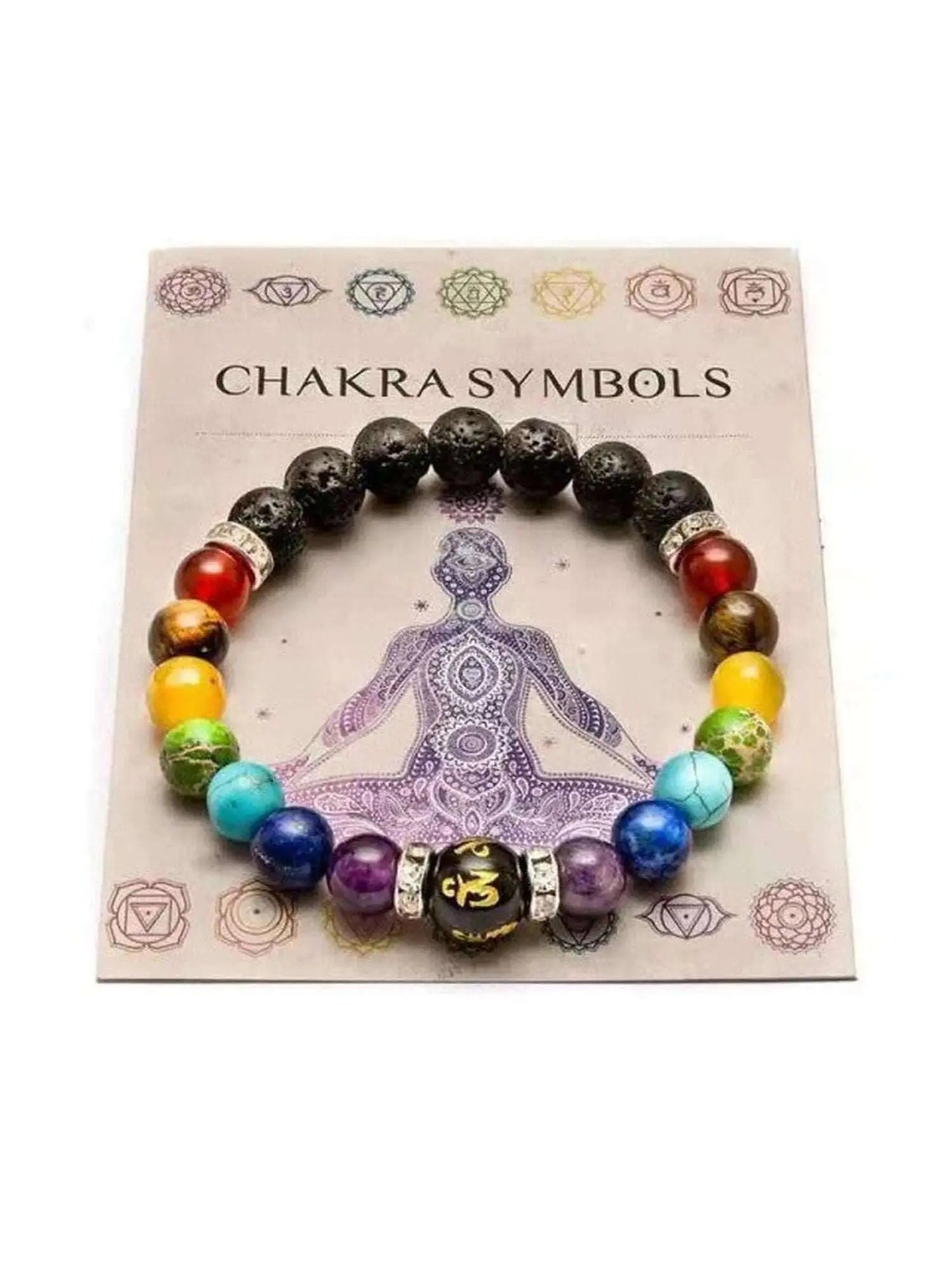 7 Chakra Reiki Bracelet Yoga Balance Energy Volcanic Stone - Temu