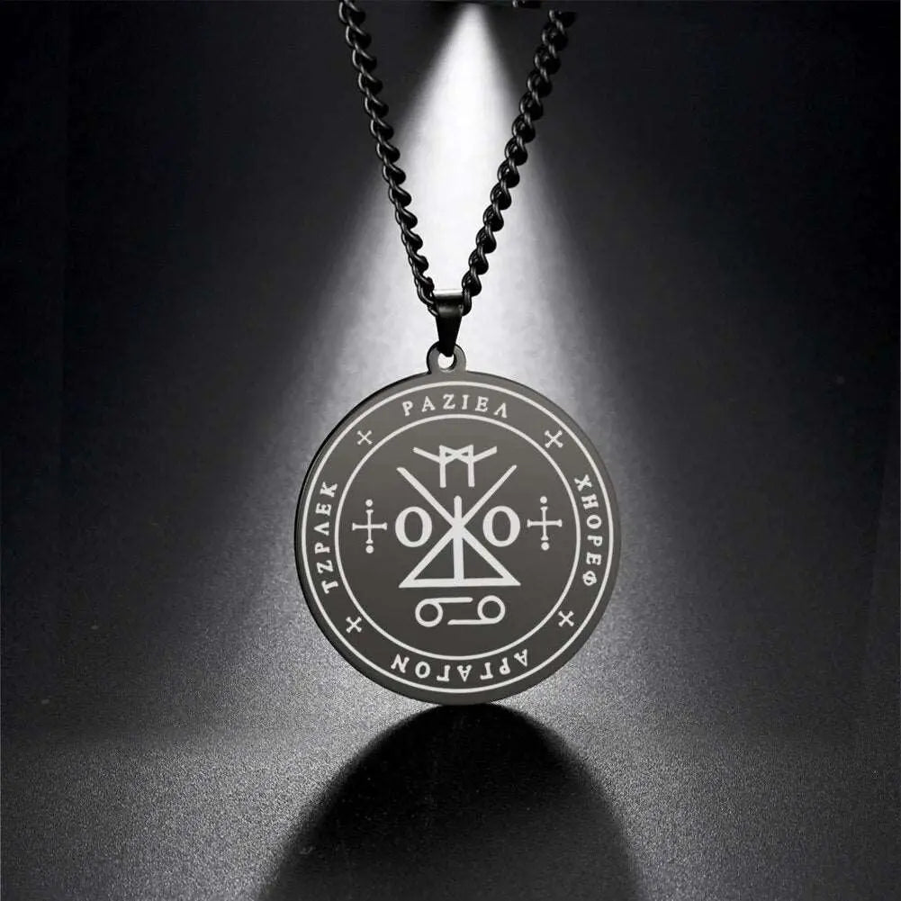 Dawapara Seal of Archangel Raziel Secret of God Amulet Pendant Necklace Sefer Raziel HaMalakh Talisman Stainless Steel Jewelry Mystic Oasis Gifts
