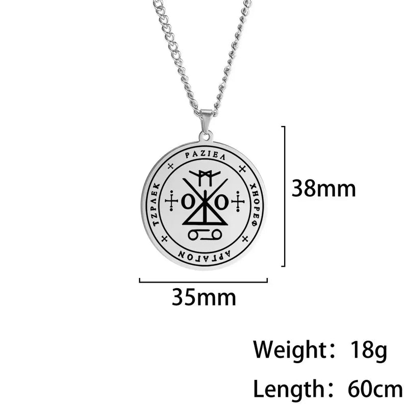 Dawapara Seal of Archangel Raziel Secret of God Amulet Pendant Necklace Sefer Raziel HaMalakh Talisman Stainless Steel Jewelry Mystic Oasis Gifts