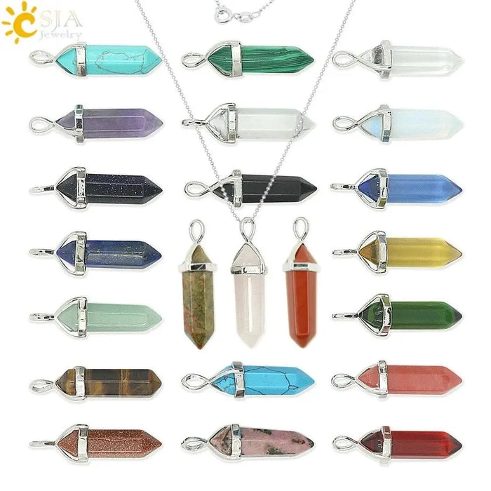 a collection of different colored glass items on a chain