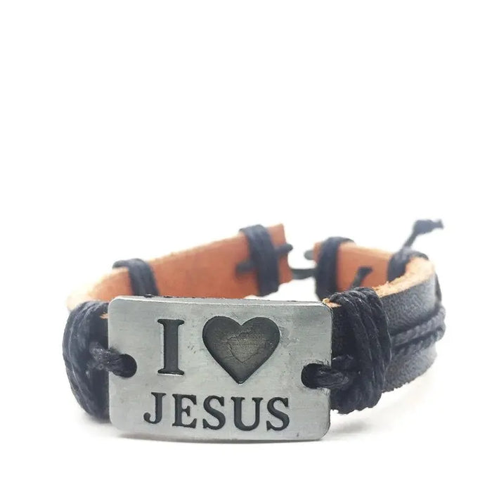 a bracelet with a heart and i love jesus on it