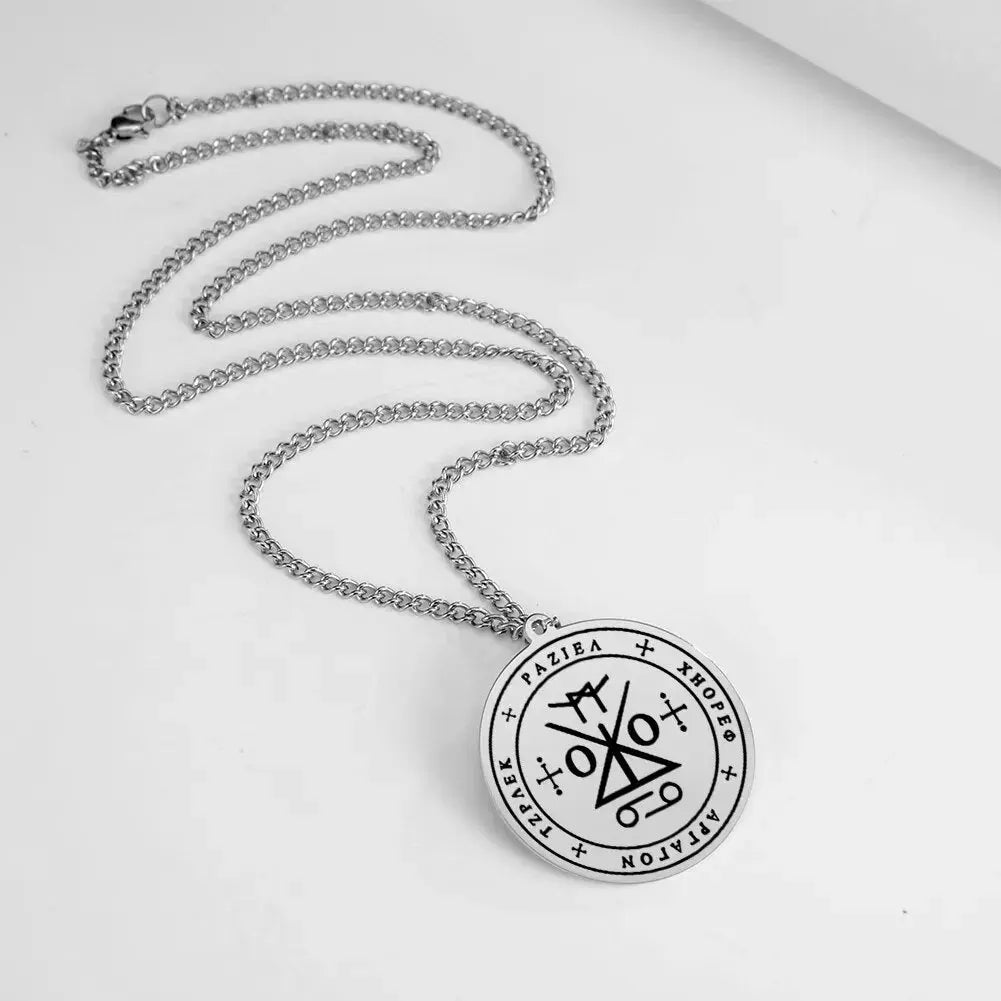 Dawapara Seal of Archangel Raziel Secret of God Amulet Pendant Necklace Sefer Raziel HaMalakh Talisman Stainless Steel Jewelry Mystic Oasis Gifts