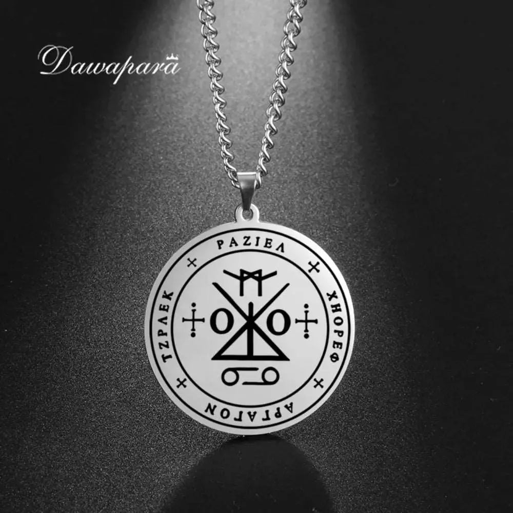 Dawapara Seal of Archangel Raziel Secret of God Amulet Pendant Necklace Sefer Raziel HaMalakh Talisman Stainless Steel Jewelry Mystic Oasis Gifts