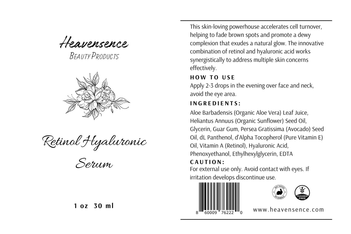 heavensence retinol hyaluronic serum information