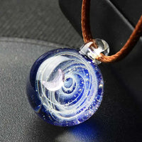 BOEYCJR Universe Glass Bead Planets Pendant Necklace Galaxy Rope Chain Solar System Design Necklace for Women - Mystic Oasis Gifts