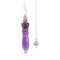 a necklace with a purple bead hanging from it