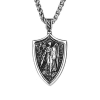 a necklace with an image of an angel on it