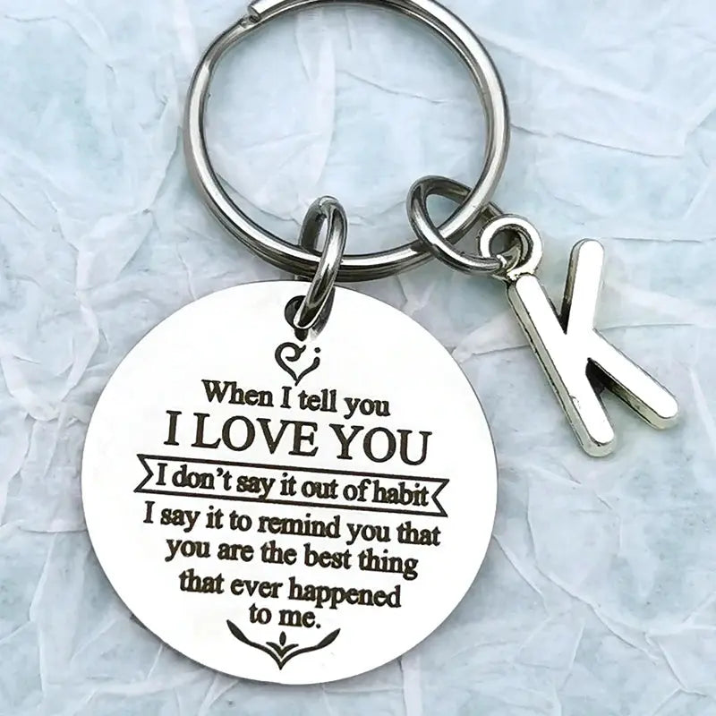 a keychain that has a quote on it