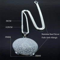 Seven Archangels Amulet Stainless Steel Necklaces Men Seal of Salomon Talisman Christian Protection Jewelry collar hombre N1162 Mystic Oasis Gifts