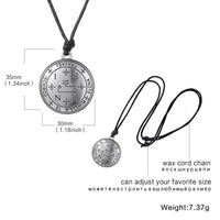 Key of Solomon Round Pendant Necklace The Seal of The Seven Archangels Talisman Rope Chain Amulet Stainless Steel Long Necklaces Mystic Oasis Gifts