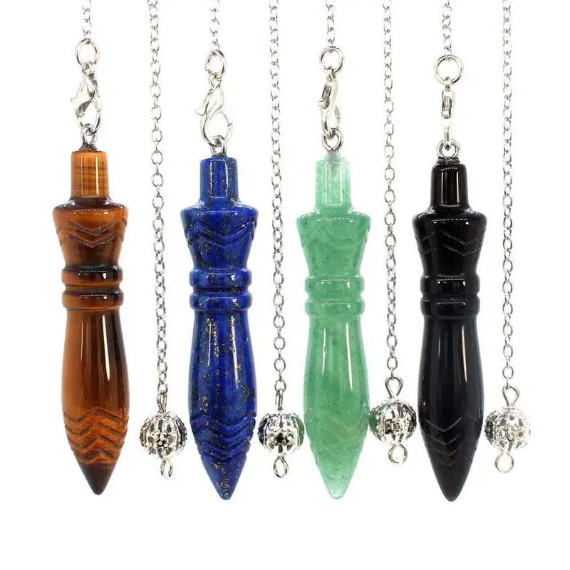 a row of different colored glass items on a chain