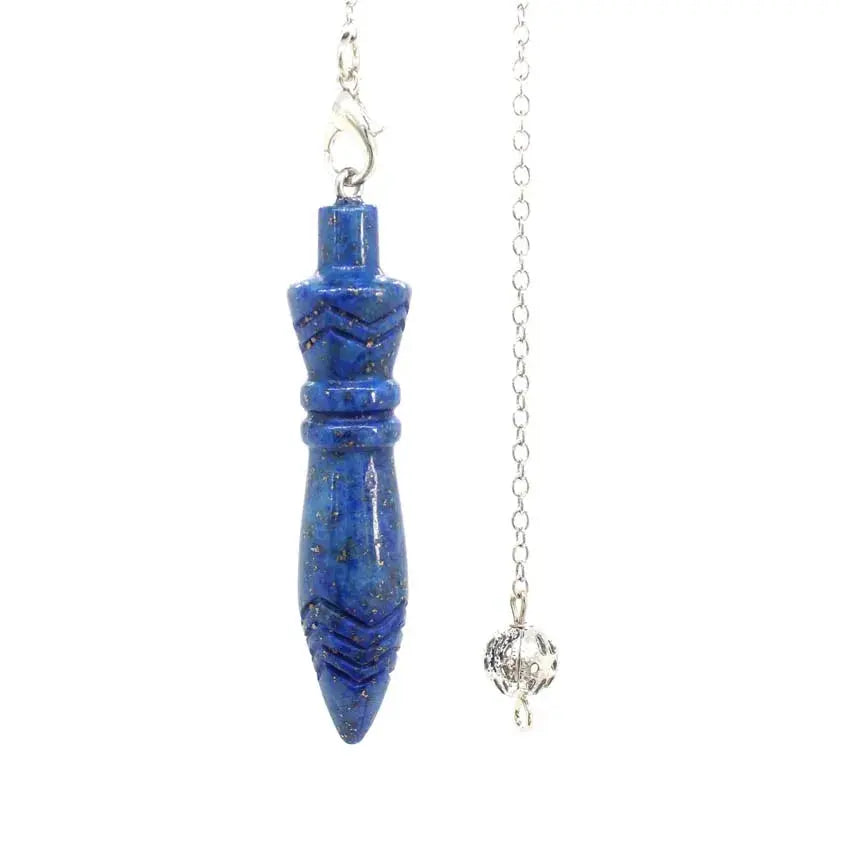 a necklace with a blue bead hanging from it