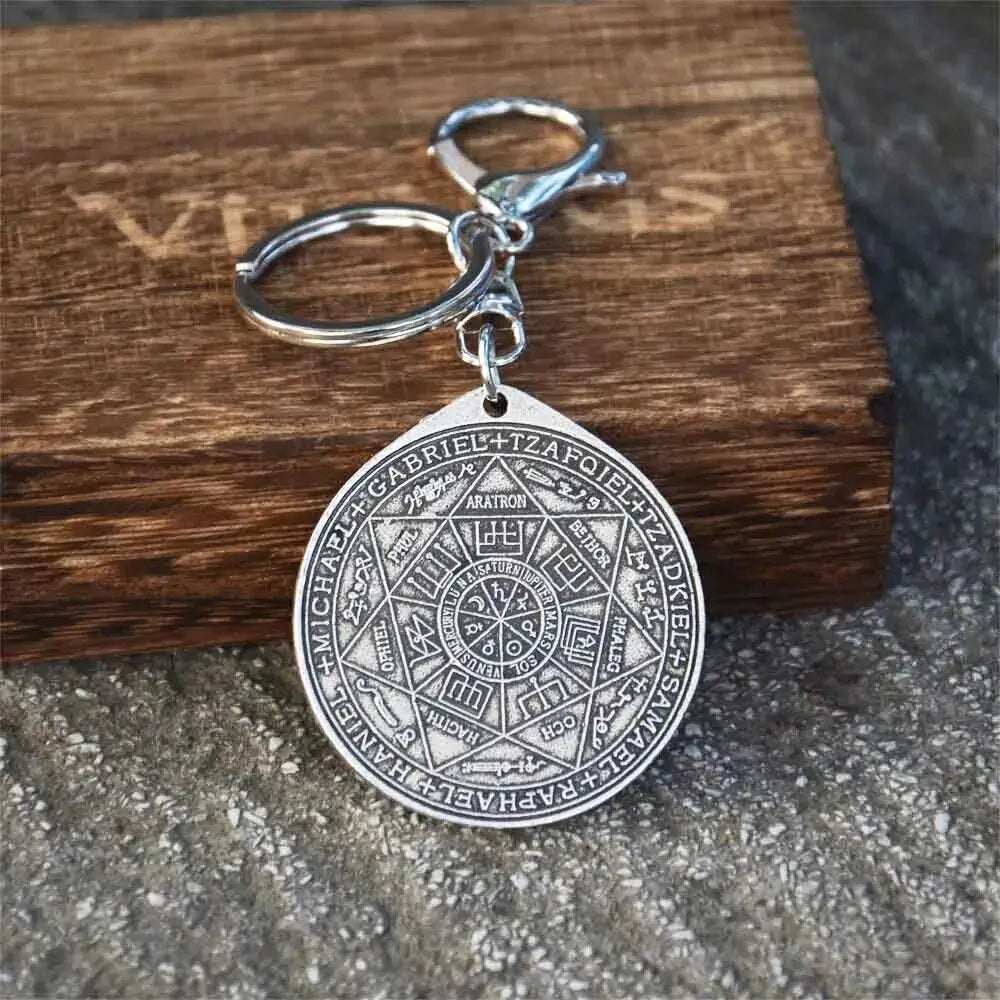Key Of Solomon 7 Archangel Saint Michael Asterion Seal Keychain Kabbalah Amulet Jewelry Dropshipping Mystic Oasis Gifts