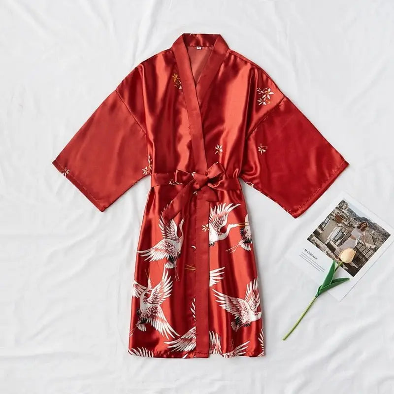 Fashion Satin Robe Female Bathrobe Sexy peignoir femme Silk Kimono Bride Dressing gown sleepwear Night Grow For Women - Mystic Oasis Gifts