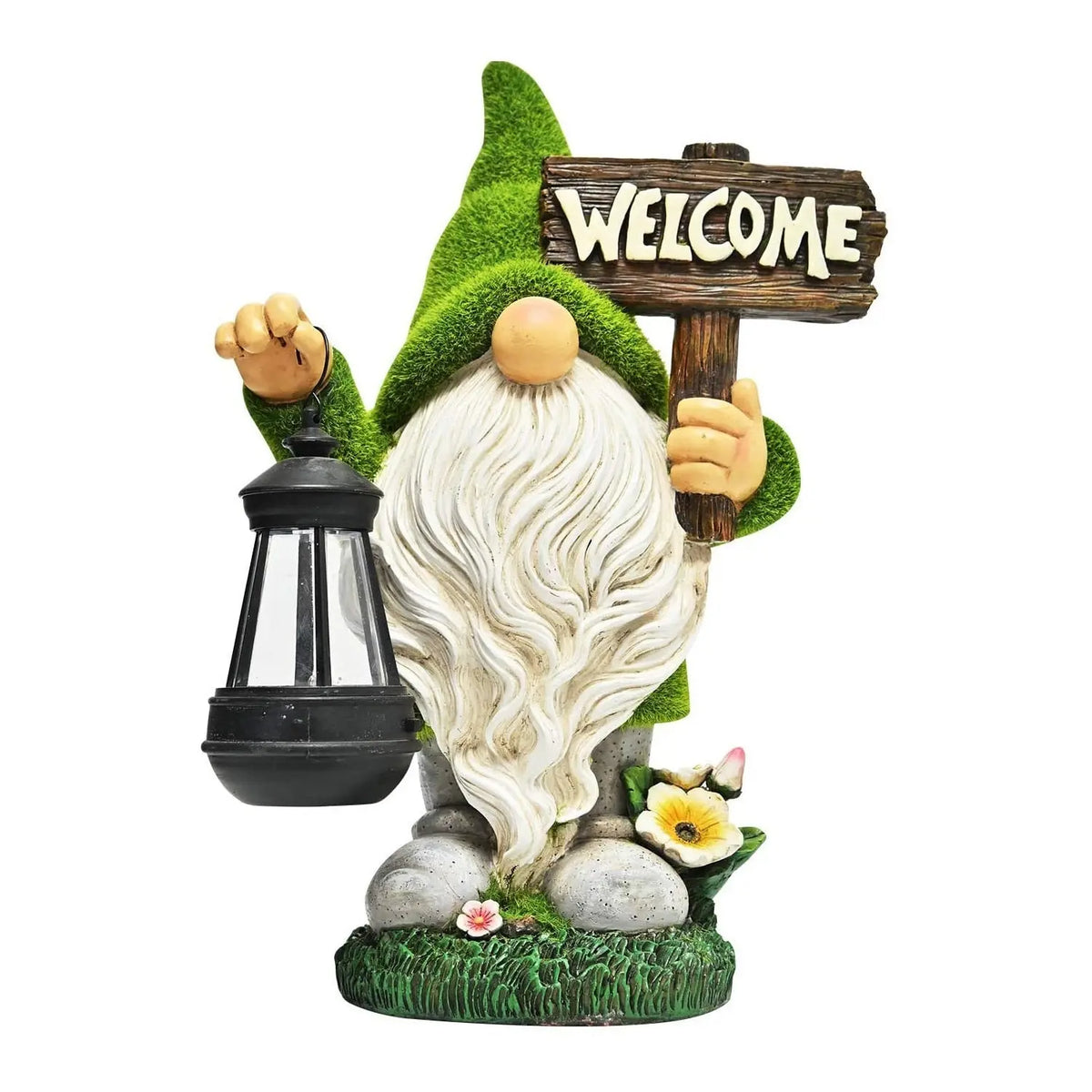 Outdoor Garden Dwarf Statue-resin Dwarf Statue Carrying Magic Ball Solar Led Light Welcome Sign Gnome Yard Lawn Large Figurine 3