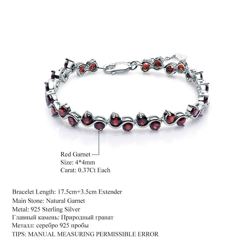 GEM&#39;S BALLET Genuine 925 Sterling Silver Bracelets &amp; Bangles For Women 11.79Ct Natural Red Garnet Gemstone Bracelet Fine Jewelry - Mystic Oasis Gifts