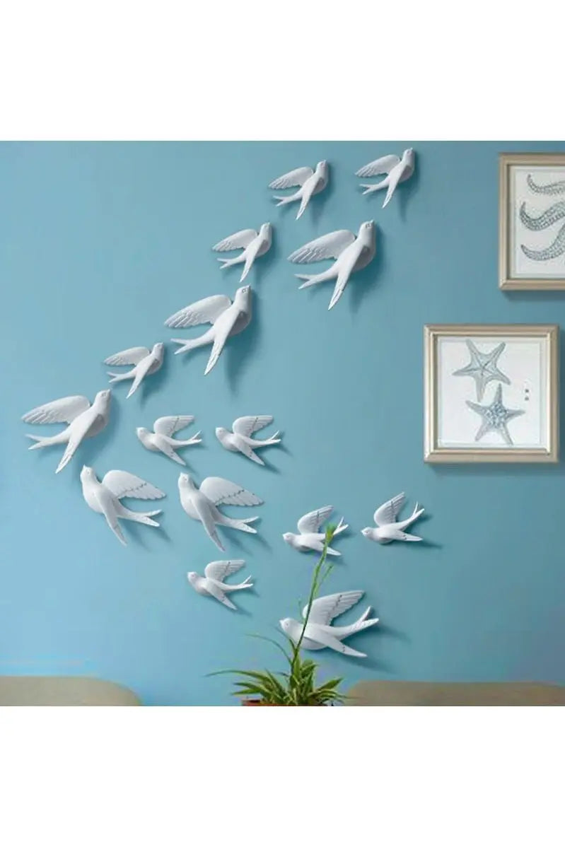 Resin 3d Swallow Birds Figurine Wall Stickers Home Decor Accessories For Living Room Home Decoration Stickers Wall Decoration - Mystic Oasis Gifts