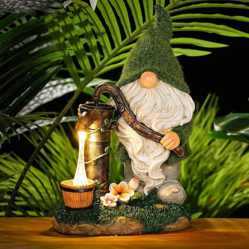 Outdoor Garden Dwarf Statue-resin Dwarf Statue Carrying Magic Ball Solar Led Light Welcome Sign Gnome Yard Lawn Large Figurine 7