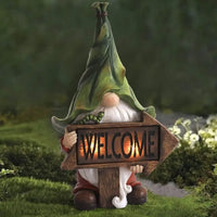 Outdoor Garden Dwarf Statue-resin Dwarf Statue Carrying Magic Ball Solar Led Light Welcome Sign Gnome Yard Lawn Large Figurine 14