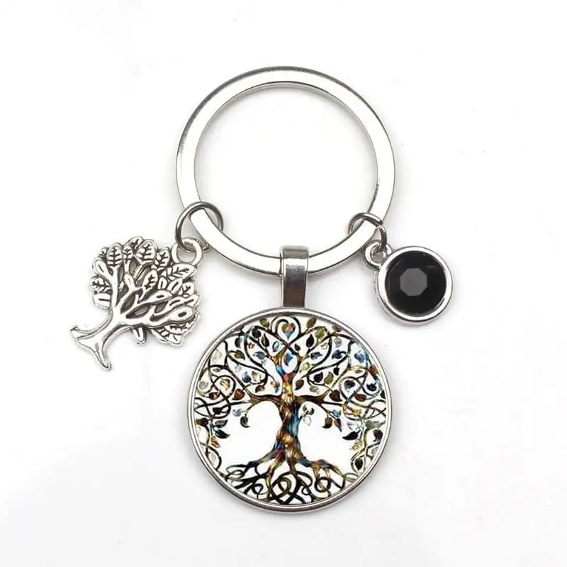 New 9-color Crystal Stone Tree of Life Statement Keychain Art Photo Glass Pendant Keychain DIY Gift Jewelry Charm Bag Souvenir - Mystic Oasis Gifts