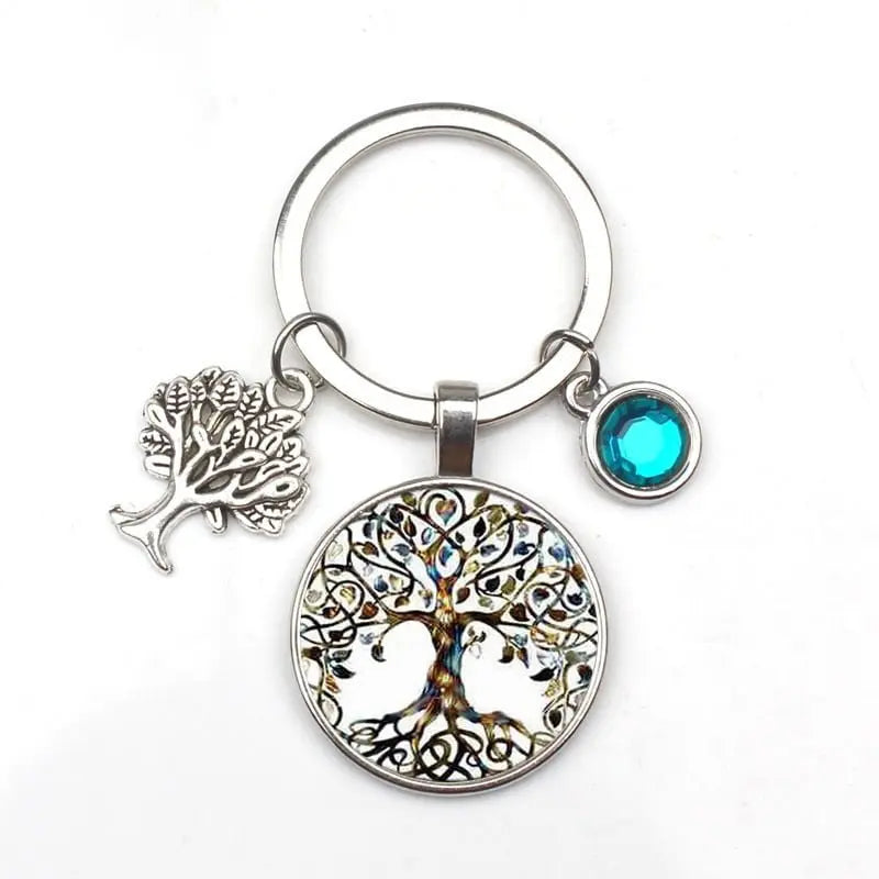 New 9-color Crystal Stone Tree of Life Statement Keychain Art Photo Glass Pendant Keychain DIY Gift Jewelry Charm Bag Souvenir - Mystic Oasis Gifts