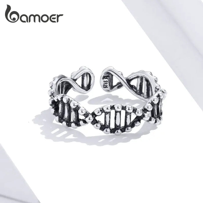 bamoer Original Design 925 Sterling Silver DNA Open Adjustable Finger Rings for Women Free Size Ring Fashion Jewelry SCR643 2