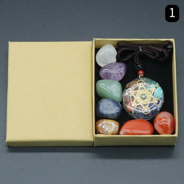 Orgone Pendant Kit 7 Chakra Healing Crystals Stones Metatron Cube Orgonite Pendant Energy Generator Necklace Spiritual Enhance - Mystic Oasis Gifts