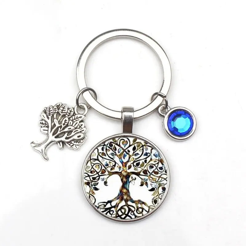 New 9-color Crystal Stone Tree of Life Statement Keychain Art Photo Glass Pendant Keychain DIY Gift Jewelry Charm Bag Souvenir - Mystic Oasis Gifts