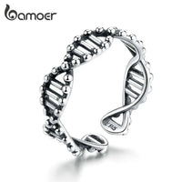 bamoer Original Design 925 Sterling Silver DNA Open Adjustable Finger Rings for Women Free Size Ring Fashion Jewelry SCR643 1