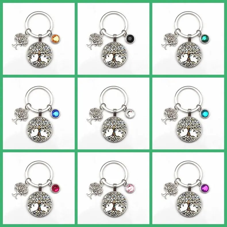 New 9-color Crystal Stone Tree of Life Statement Keychain Art Photo Glass Pendant Keychain DIY Gift Jewelry Charm Bag Souvenir - Mystic Oasis Gifts