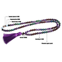 8mm Natural Garnet Japamala Necklace For Women Amethyst Quartz Beads Meditation 108 Mala Handmade Tassel Yoga Gift Jewelry Set - Mystic Oasis Gifts