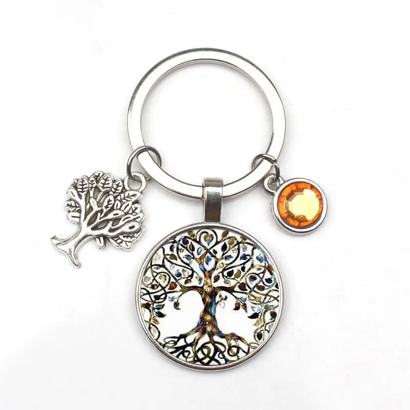 New 9-color Crystal Stone Tree of Life Statement Keychain Art Photo Glass Pendant Keychain DIY Gift Jewelry Charm Bag Souvenir - Mystic Oasis Gifts