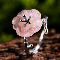 Lotus Fun Real 925 Sterling Silver Natural Gemstones Fine Jewelry Cute Flower in the Rain Ring Open Rings for Women Accessories 10
