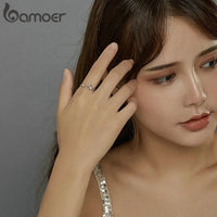 bamoer 925 Sterling Silver Love Ring Open Adjustable Finger Rings for Women Fine Wedding finger ring Jewelry 2020 New BSR146 3