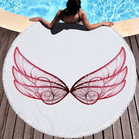 Summer Microfiber Round Beach Towel Circle Fairy Cupid Wings Print Shower Bath Towels Yoga Mat Blanket toalla de playa redonda 14