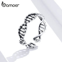 bamoer Original Design 925 Sterling Silver DNA Open Adjustable Finger Rings for Women Free Size Ring Fashion Jewelry SCR643 6