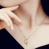 Fashion Cute Animal Cat Moon Pendant Necklace Charm Gold Silver Color Box Chain Necklace Kitten Pet Lucky Jewelry For Women Gift 7