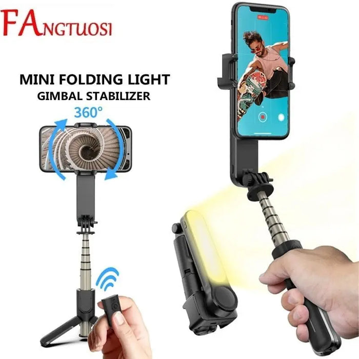 FANGTUOSI Wireless Bluetooth Handheld Gimbal Stabilizer Mobile Phone Selfie Stick tripod with fill light shutter for IOS Android - Mystic Oasis Gifts