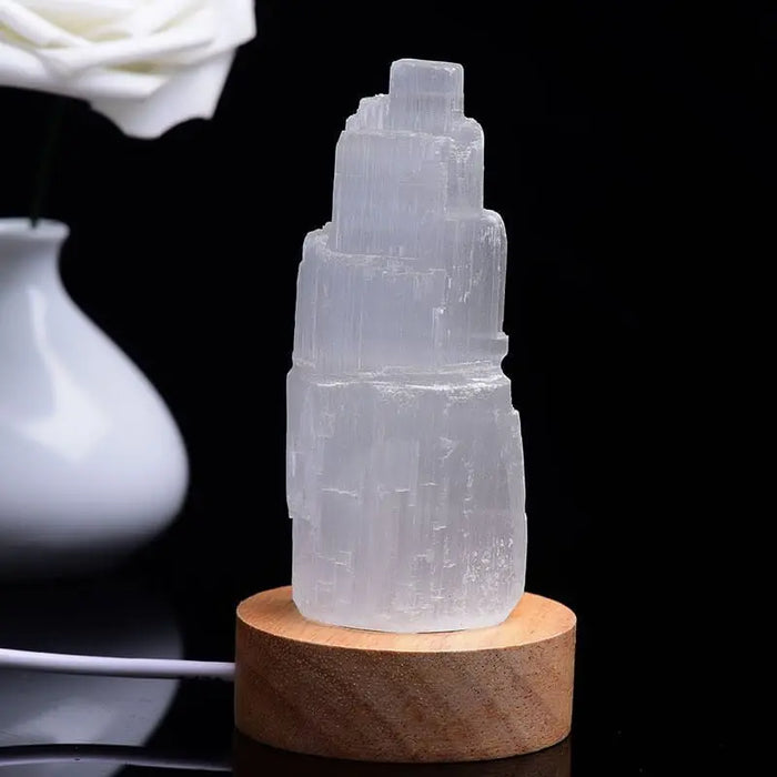 90-200g Natural Selenite Gypsum Lamp Natural Reiki Gypsum Tower Crystal Ore Ornaments Craft Decor Home  DIY Gifts Mineral Decor - Mystic Oasis Gifts