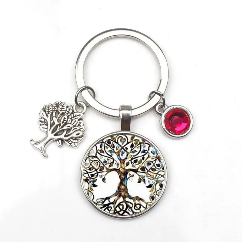 New 9-color Crystal Stone Tree of Life Statement Keychain Art Photo Glass Pendant Keychain DIY Gift Jewelry Charm Bag Souvenir - Mystic Oasis Gifts