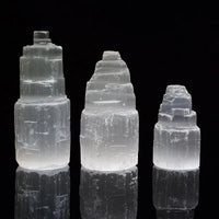 90-200g Natural Selenite Gypsum Lamp Natural Reiki Gypsum Tower Crystal Ore Ornaments Craft Decor Home  DIY Gifts Mineral Decor - Mystic Oasis Gifts