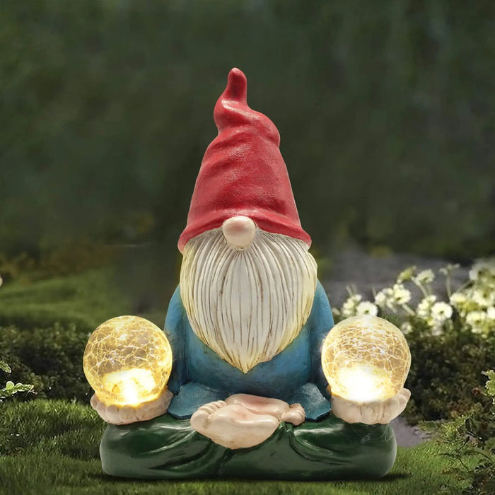 Outdoor Garden Dwarf Statue-resin Dwarf Statue Carrying Magic Ball Solar Led Light Welcome Sign Gnome Yard Lawn Large Figurine 2