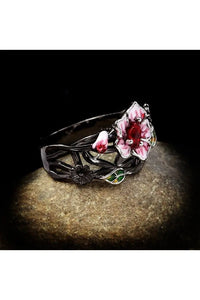 Exquisite Women&#39;s Jewelry Red Flower 925 Silver Ring Creative Elegant Women&#39;s Jewelry Attend Banquet Wedding Ring - Mystic Oasis Gifts