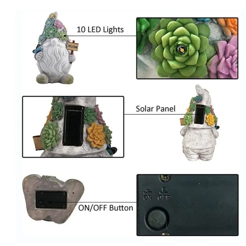 Outdoor Garden Dwarf Statue-resin Dwarf Statue Carrying Magic Ball Solar Led Light Welcome Sign Gnome Yard Lawn Large Figurine 13