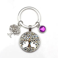 New 9-color Crystal Stone Tree of Life Statement Keychain Art Photo Glass Pendant Keychain DIY Gift Jewelry Charm Bag Souvenir - Mystic Oasis Gifts