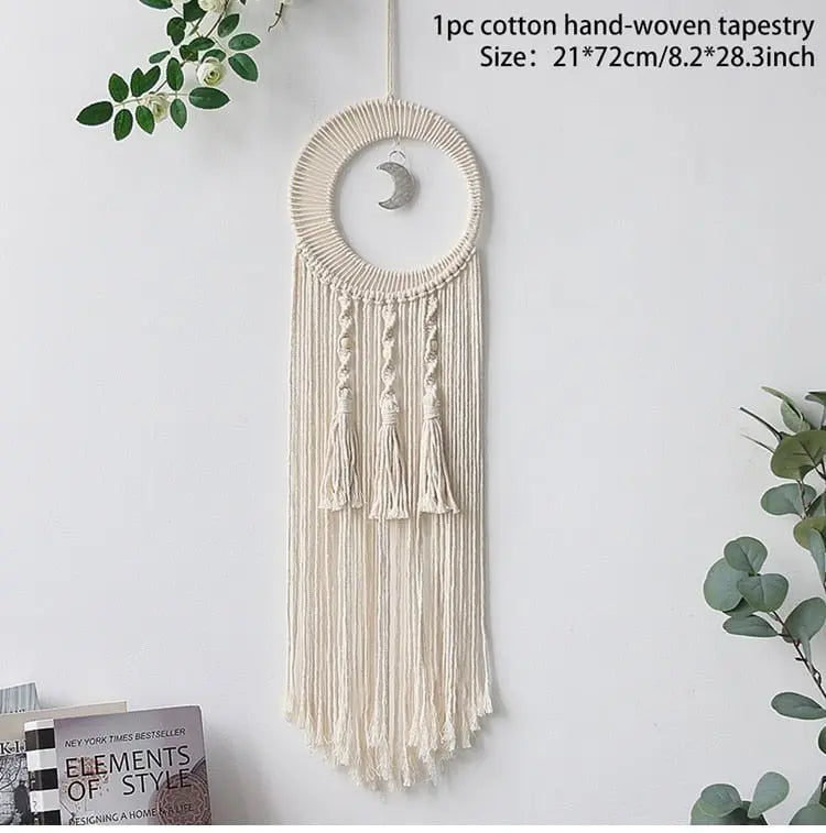 Nordic Star Moon Macrame Home Decor Aaccessories Boho Decor Ramadan Girl Kids Baby Room Wall Decor Dreamcatcher Wall Hangings - Mystic Oasis Gifts