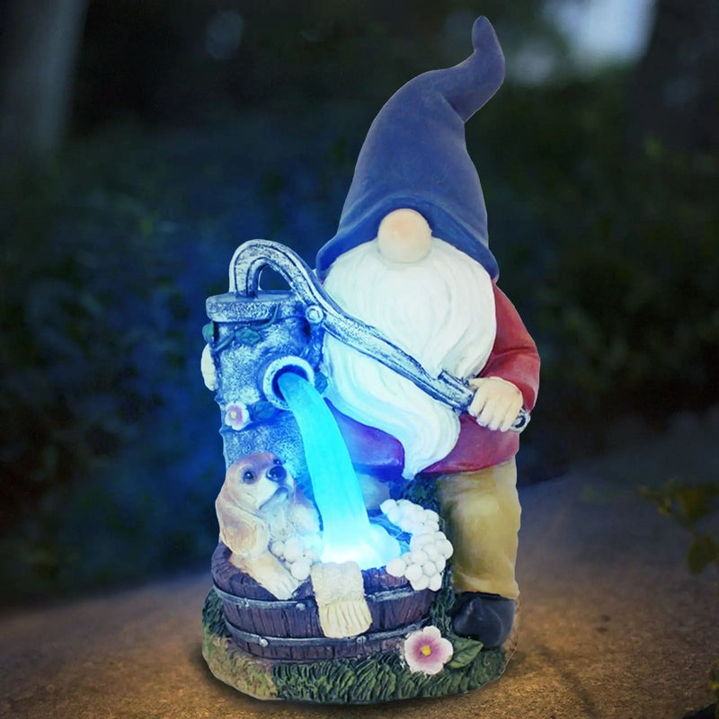 Outdoor Garden Dwarf Statue-resin Dwarf Statue Carrying Magic Ball Solar Led Light Welcome Sign Gnome Yard Lawn Large Figurine 8