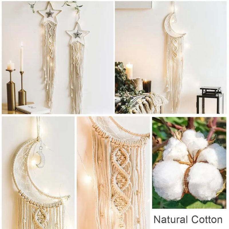 Nordic Star Moon Macrame Home Decor Aaccessories Boho Decor Ramadan Girl Kids Baby Room Wall Decor Dreamcatcher Wall Hangings - Mystic Oasis Gifts