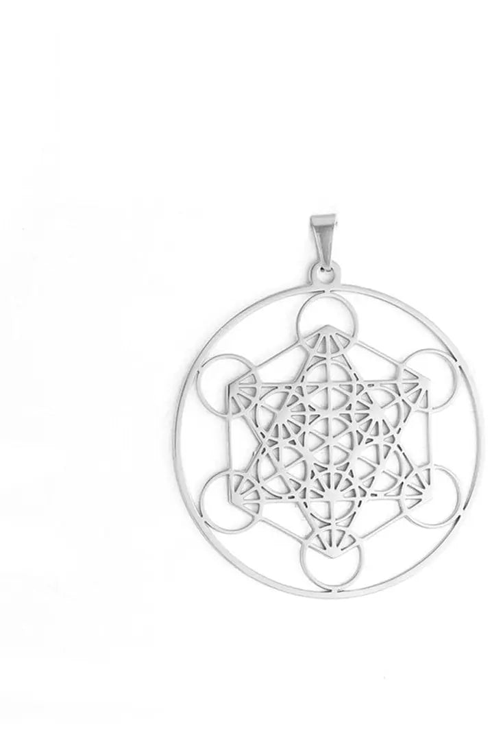 Dawapara Metatron Cube Pendant for Necklace Stainless Steel Charms for Jewelry Making Sacred Geometric Kabbalistic Tree of Life - Mystic Oasis Gifts